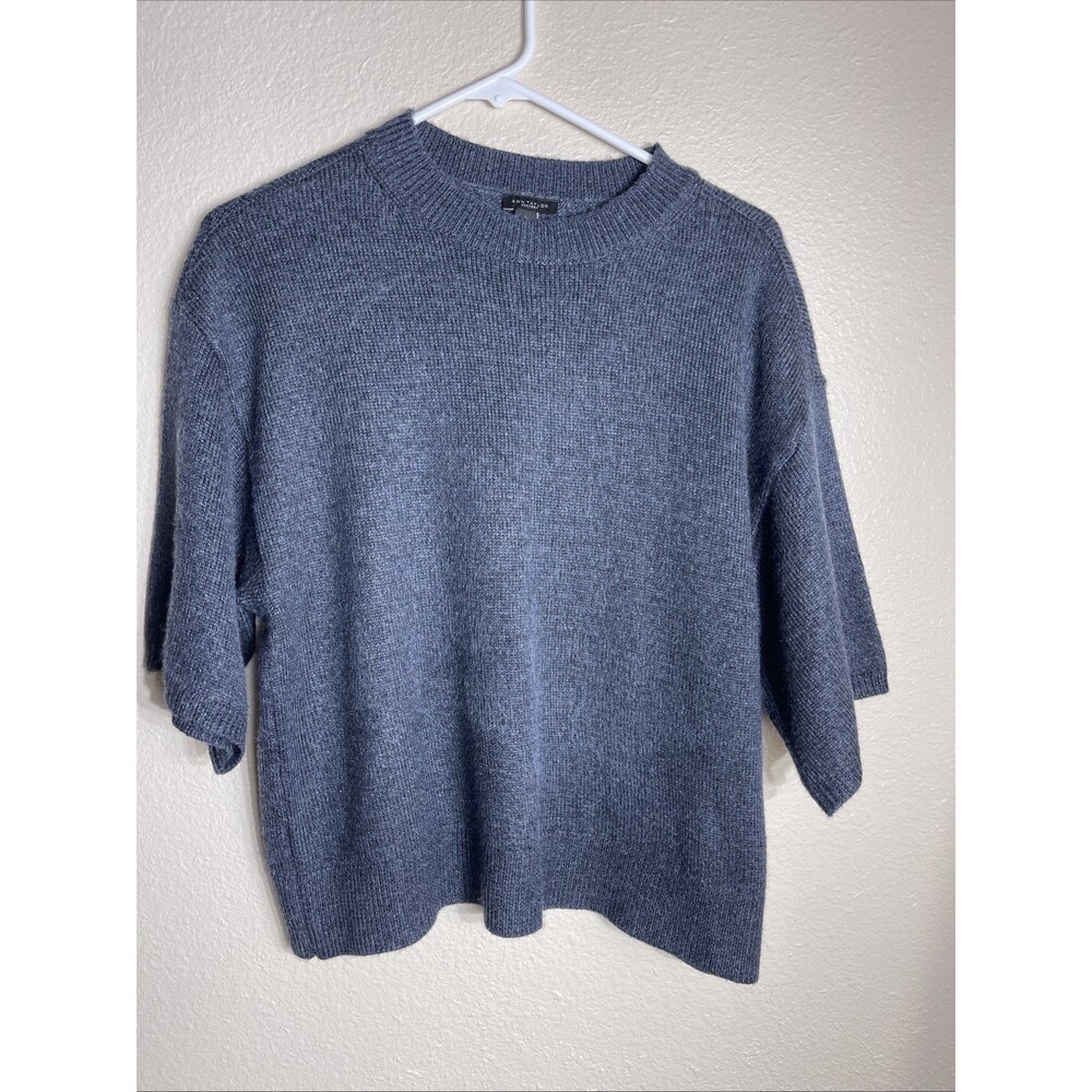 Ann Taylor Factory Women's L  Boxy Knit Sweater Top Gray Cozy Chic Minimalist